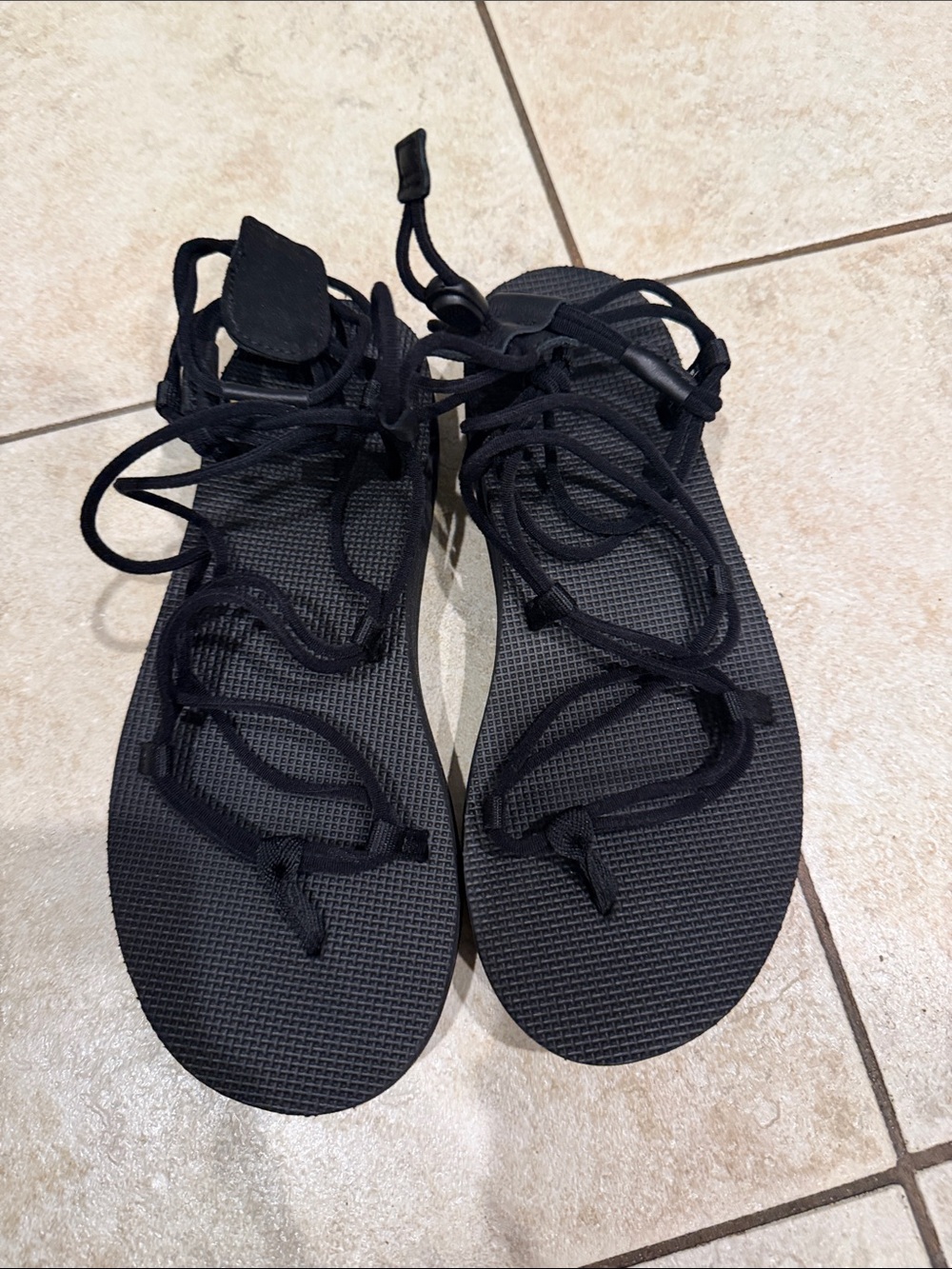 Teva Black Lace-Up Rope Gladiator Sandals